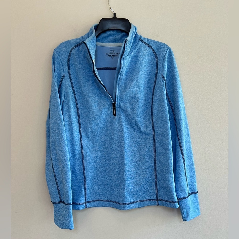 Vineyard Vines Palmetto Quarter-Zip Long Sleeve Performance Pullover Blue, S - Picture 3 of 10
